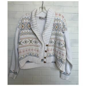 Bechamel Sport Women's Vintage White Multicolored Cardigan Sweater sz L